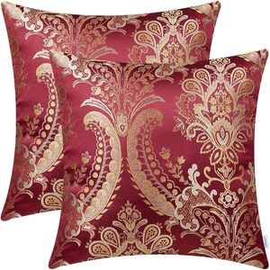 Throw Pillow Cover Pack of 2 Supersoft Vintage Damask Floral Design Cushion Case